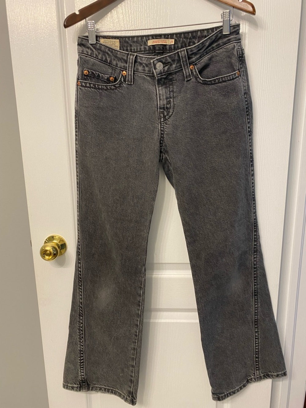 Levi's Noughties Boot Cut Low Rise Y2K Streetwear Black Charcoal Jeans Size 29 - Picture 5 of 16